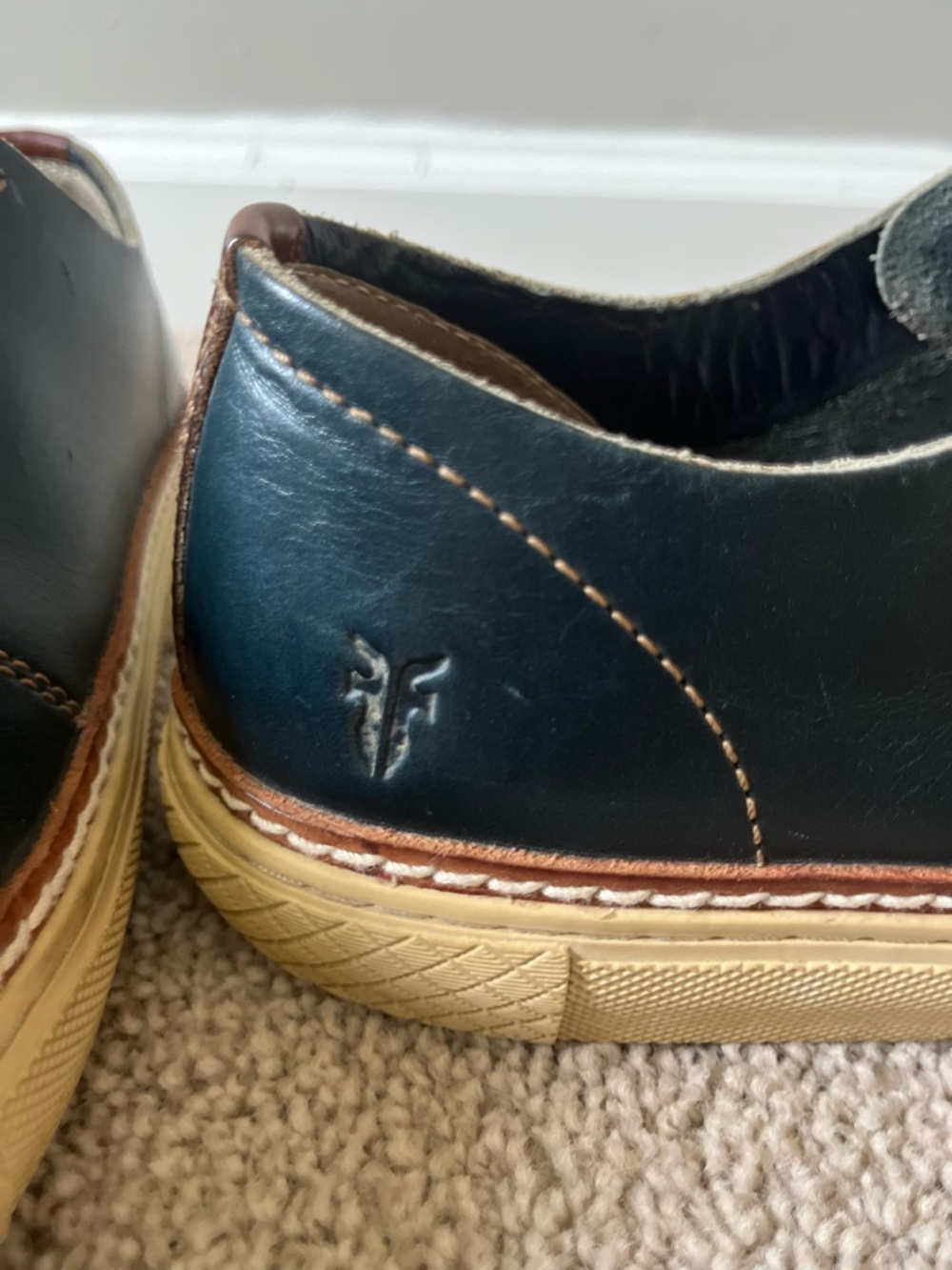 Frye Navy Leather Walker Oxfords with Brown Leather Laces - Picture 15 of 15